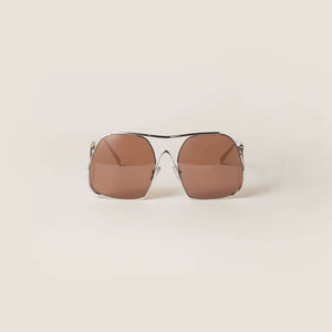 מיו מיו משקפי שמש, מסגרת מתכת זהב, 100% הגנה UVA/UVB.