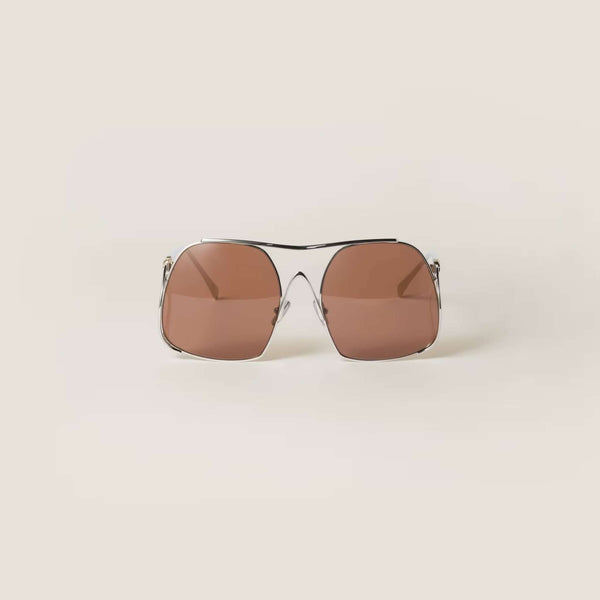 מיו מיו משקפי שמש, מסגרת מתכת זהב, 100% הגנה UVA/UVB.