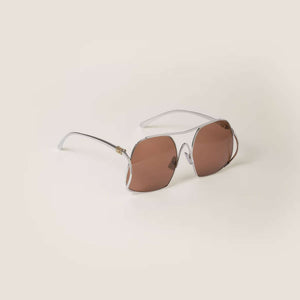 מיו מיו משקפי שמש, מסגרת מתכת זהב, 100% הגנה UVA/UVB.