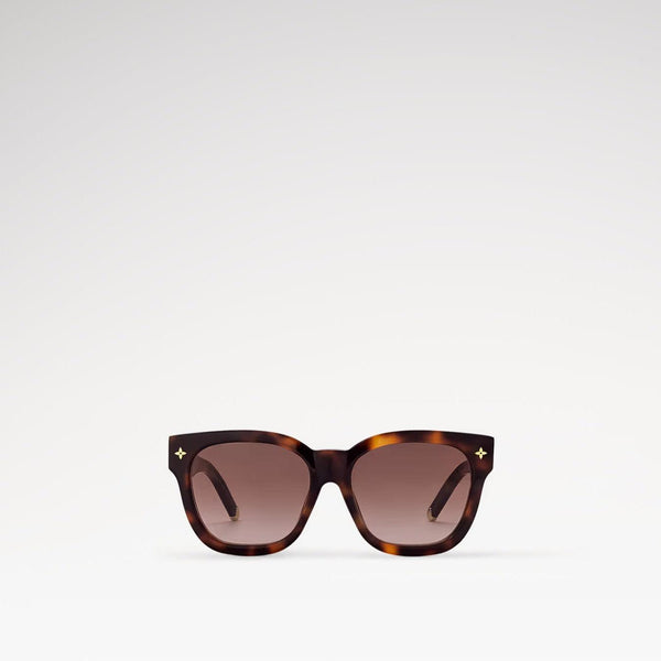 משקפי שמש LV עם מסגרת פלסטיק מנומרת והגנת UVA/UVB.