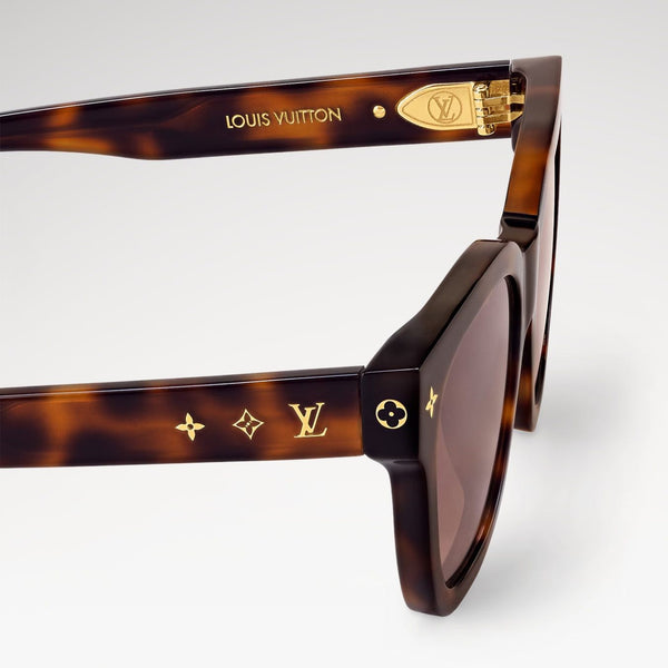 משקפי שמש LV מנומר עם מסגרת פלסטיק, הגנת UVA/UVB, רפידות אף מתכווננות.