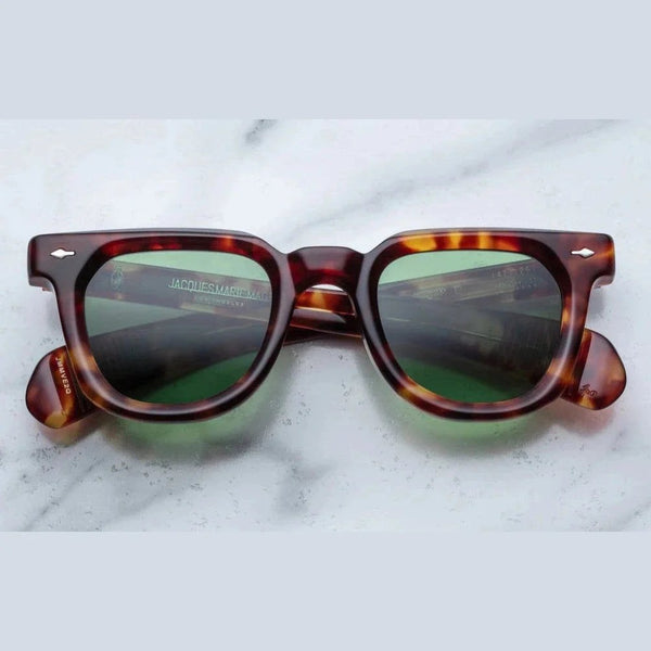 משקפי שמש Jacques Marie Mage vendome מנומר בהיר עם מסגרת פלסטיק, הגנה 100% UVA/UVB, רפידות אף מתכווננות.