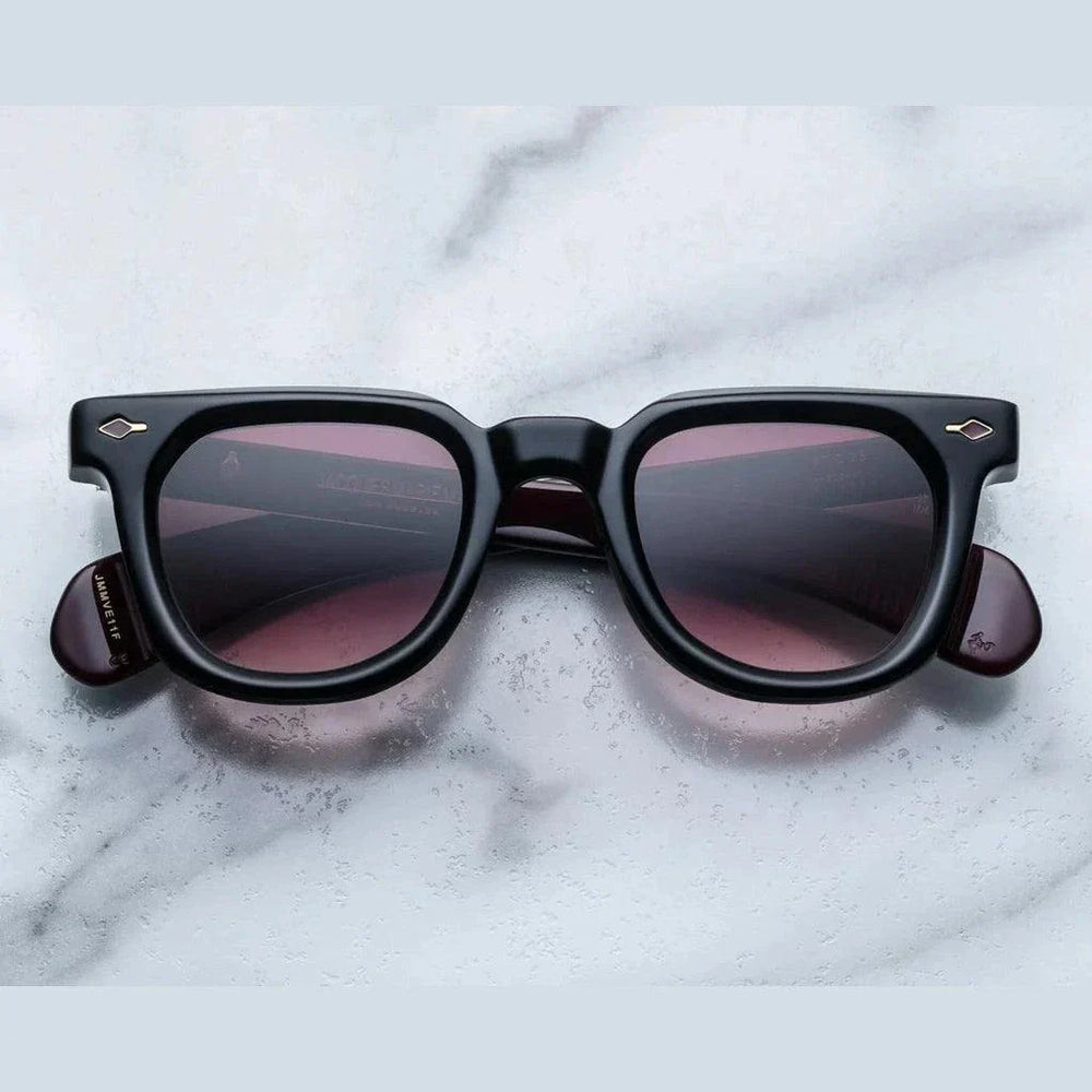 משקפי שמש Jacques Marie Mage vendome שחור יין, מסגרת פלסטיק, הגנה UVA/UVB, רפידות אף מתכווננות.