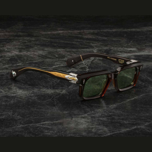 משקפי שמש Jacques Marie Mage BELVEDERE חום כהה, מסגרת מפלסטיק עם הגנה 100% UVA/UVB, רפידות אף מתכווננות.