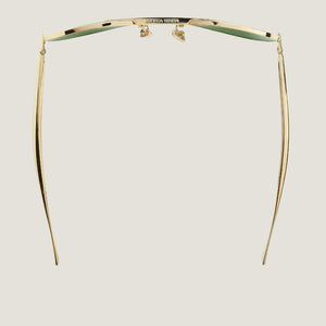 משקפי שמש דגם טייסים BOTTEGA VENETA, מסגרת זהב עדשות ירוק כהה, הגנה UV מלאה.